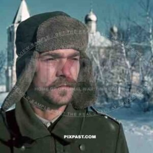 Thousand-yard stare. German army Doctor. December 1942. Sologubovka, Leningrad Oblast, Russia. 24th Infantry Division.