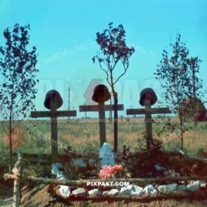 Three German army Wehrmacht soldier graves on the Eastern Front Russia Summer Sept. 28. 1941