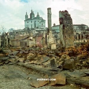 Totally destroyed city of Smolensk Western Russia after the first battle of Smolensk September 1941