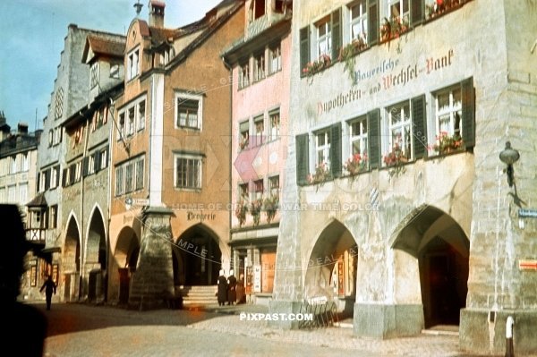 Town life on Unterstadtstrasse in Meersburg on Boden See. Baden Wurttemberg Germany 1939
