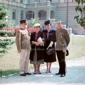 Two Hungarian artillery army officers in dress uniform with wifes in Budapest Hungary 1941