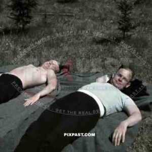 Two soldiers relaxing at the R.A.D. camp in Mitschurino, Russia 1941