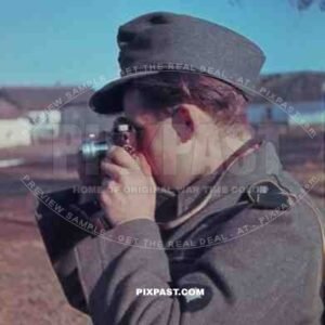 Unknown German War Reporter Photographer with Leica Camera. Russia 1943