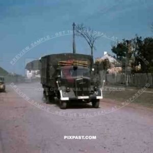 Ustiluh, Ukraine, Summer 1941, Invasion, 94. Infantry Division, Supply truck and staff car with unit symbol, Opel Blitz