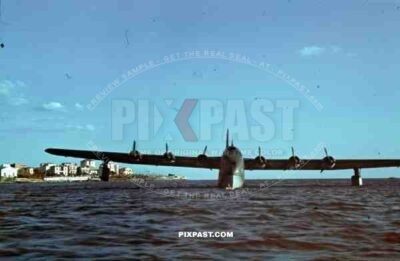 V6 German Luftwaffe Seaplane Blohm & Voss BV 222 Viking, Tripoli harbour in Libya, 1942.