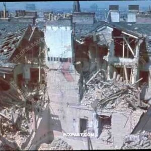 WW2 color Austria Vienna Wien Russian attack bombed 1945 rooftop city destroyed rubble ruins