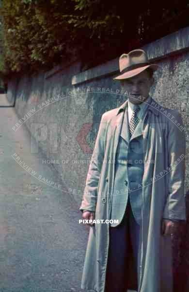 WW2 color Austrian born war photographer Kriegsberichter prewar 1938 civilian clothes hat Salzburg,