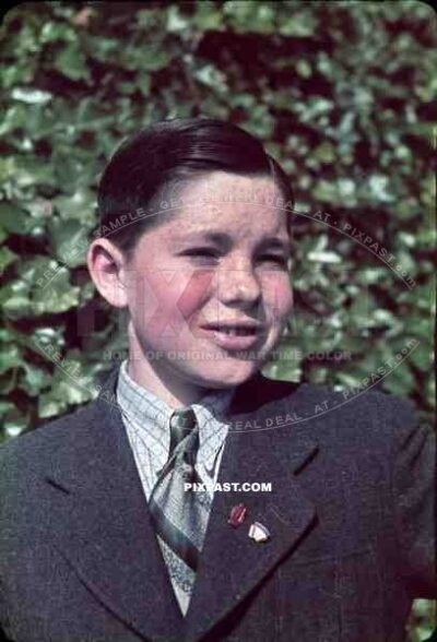 WW2 color Freiburg Germany 1939 Young Boy Suite american badge Carl Schurz