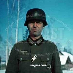 WW2 color Russia 1943 Winter snow camo white helmet jacket officer 207 Infantry Division Major Scheer