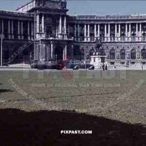 WW2 color Vienna Austria Hofburg Palace troop bus wehrmacht soldiers 1941
