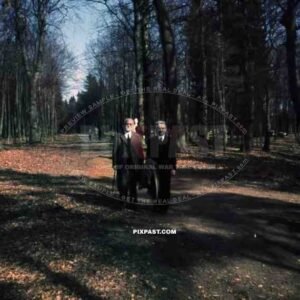 WW2 color Vienna Wien Austria two old grandads walking in park1937