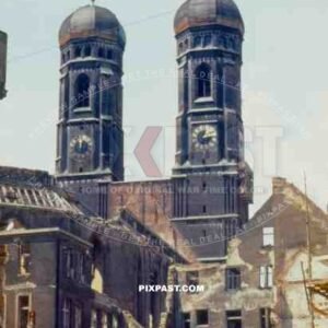 War torn Munich Germany 1947 post war. Frauenkirche.
