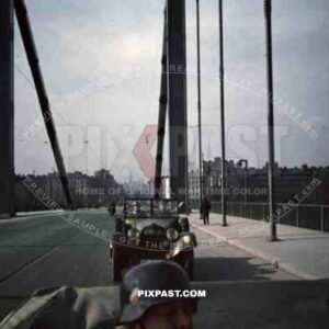 Wehrmacht convoy over the Reichsbrucke in Vienna, Austria ~1938