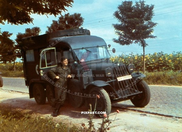 Wehrmacht red cross medical ambulance Deutscher leichter Lkw Steyr 640 - Kfz.70. Sevastopol Crimea KRIM Russia 1942
