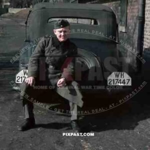 Wehrmacht soldier in Niederaußem (Von-Galen-Weg), Germany 1940. Adler 2 Liter Cabriolet EV 1938. 4th Panzer Division.