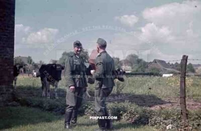 Wehrmacht soldiers in Niederaußem, Germany 1940