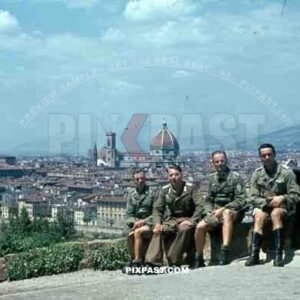 Wehrmacht troops in tropical uniform with medals, Florence Italy 1944 26th Panzer-Divisions-Nachrichten-Abteilung