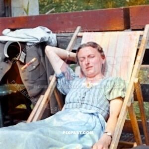 Wife of a German Wehrmacht army officer sunning herself beside the Bodensee Lake Constance in Meersburg 1940