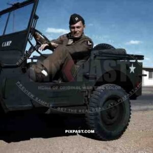 Willys Jeep in American POW camp for German soldiers. Tripoli Libya 1945