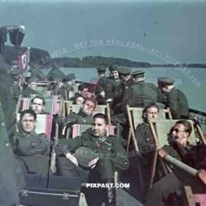 Wounded German Wehrmacht soldiers rest hospital trip lake southern Germany 1943