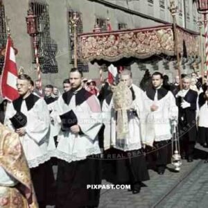 Wurzburg, Germany, 8.6.1939, Fronleichnam, Corpus Christi. Catholic Religious Parade,