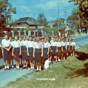 Young girls in uniform in the Romanian Holy Legionary Youth movement. Romania 1942
