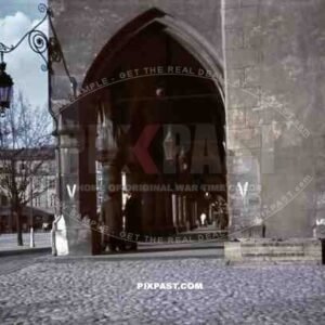 arcades of the Krakow cloth hall, Poland 1942