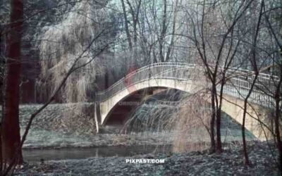 arch bridge over the river Weiße Elster in Pegau, Germany ~1940