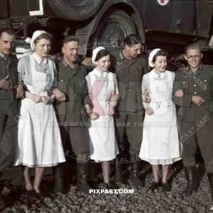 army medical red cross ambulance trucks loaded train wagons to Russian front 1941 Operation Barbarossa nurse doctor