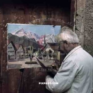 artist painting Römerstraße in Garmisch Partenkirchen, Germany 1939