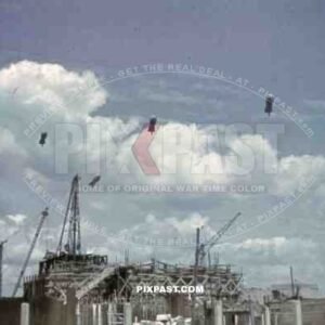 balloons over the newly built bunker in St. Nazaire, France 1942