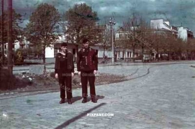 bus station at Cours de Chazelles in Lorient, France ~1940