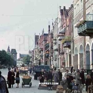 busy street in Marienburg, Germany 1941