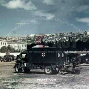 captured British ambulance trucks, Thessalonik, Greece 1942