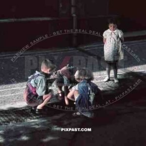children playing on the street in Freiburg, Germany 1939