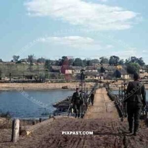 crossing the bridge over the river Desna, Russia 1944