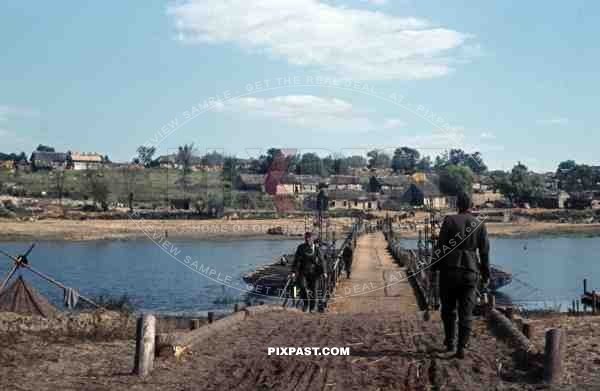 crossing the bridge over the river Desna, Russia 1944