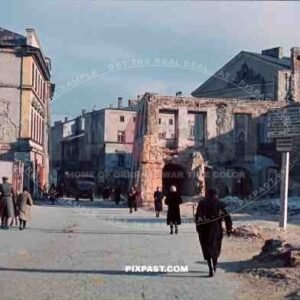 destroyed buildings at the Bramowa in Lublin, Poland 1939