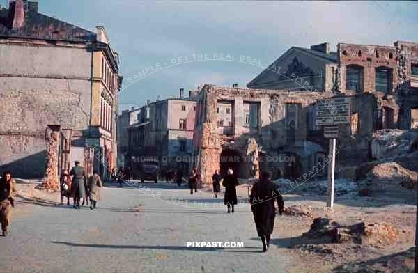 destroyed buildings at the Bramowa in Lublin, Poland 1939
