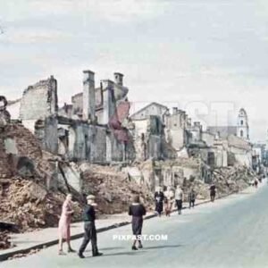 destroyed buildings in Minsk, Belarus, Russia 1941