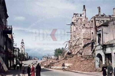 destroyed buildings in Minsk, Belarus, Russia 1941