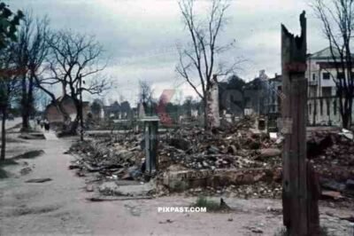 destroyed buildings in Minsk, Belarus, Russia 1941