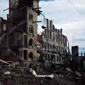 destroyed buildings in Minsk, Belarus, Russia 1941