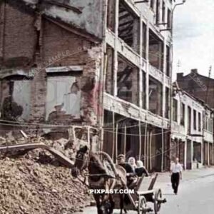 destroyed buildings in Minsk, Belarus, Russia 1941