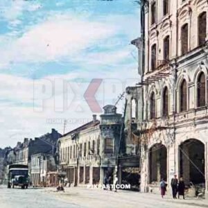 destroyed buildings in Minsk, Belarus, Russia 1941