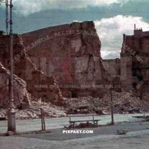 destroyed buildings near Cours de Chazelles in Lorient, France ~1940