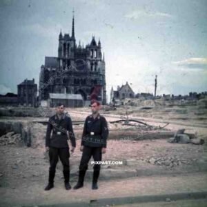 destroyed cathedral in Amiens, France 1940