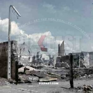 destroyed industrial plant in St. Nazaire, France 1942
