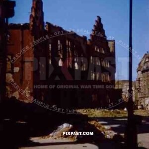 destroyed townhall at the Paulsplatz in Frankfurt, Germany 1945