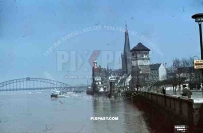 high water in the Rhine, Düsseldorf, Germany 1940